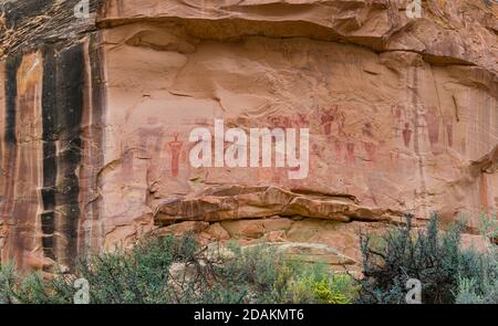 Fremont petroglifi in Sego Canyon, Thompson Springs, Grand County, Utah, USA, America Foto Stock