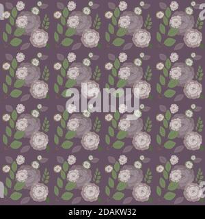 Vintage pattern con rose in una vecchia tavolozza Foto Stock