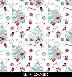 Buon Natale, felice anno nuovo vettore modello senza giunture. Illustrazione Vettoriale