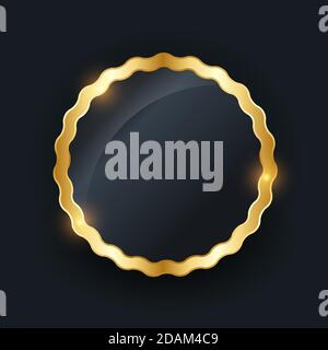 Cornice dorata lucida su sfondo scuro. Illustrazione vettoriale Illustrazione Vettoriale
