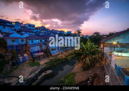 Kampung Biru Malang Indonesia Foto Stock