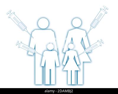 Gruppo familiare iniettato, illustrazione. Foto Stock