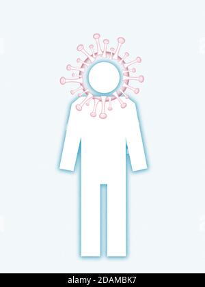 Uomo con virus covid-19, illustrazione. Foto Stock