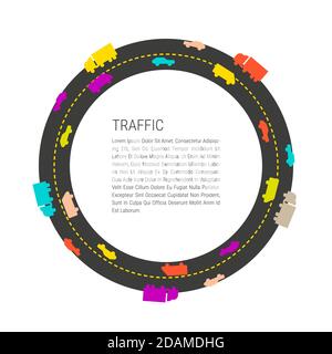 Traffico sulla circonvallazione. Illustrazione vettoriale di stile piatto Illustrazione Vettoriale