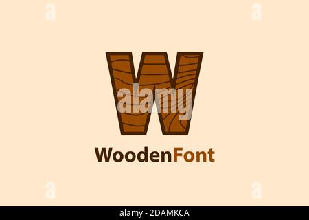 Logo W con lettera astratta e design a grana di legno. Logo moderno e creativo. Illustrazione Vettoriale