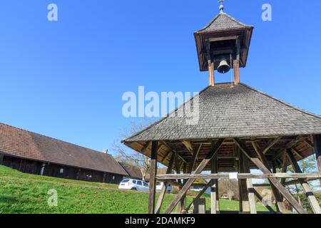 Gerersdorf-Sulz: Campanile a Freilichtmuseum (museo all'aperto) Ensemble Gerersdorf, Südburgenland, Burgenland, Austria Foto Stock