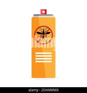 Aerosol da zanzare di zanzare e insetti. Icona piatta. Oggetto vettore isolato su sfondo bianco. Illustrazione Vettoriale
