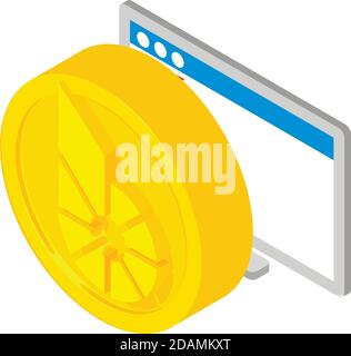 Criptovaluta Bitshares. Illustrazione isometrica dell'icona del vettore di criptovaluta delle condivisioni di bit per il web Illustrazione Vettoriale