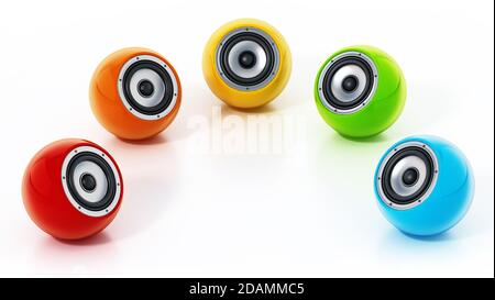 Altoparlanti intelligenti generici isolati su sfondo bianco. Illustrazione 3D. Foto Stock
