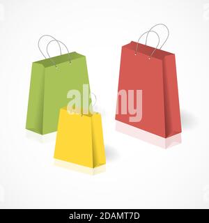 Sacchetti per la spesa vuoti isolati su sfondo bianco. Illustrazione vettoriale.Eps10 Illustrazione Vettoriale
