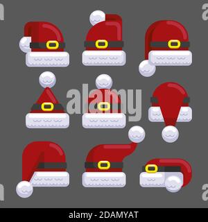 Disegno piatto babbo natale collezione cappello illustrazione Vector Illustrazione Vettoriale