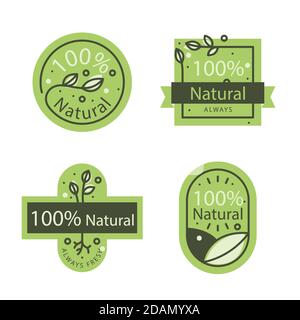 Tutte le illustrazioni naturali della collezione di badge Vector Illustrazione Vettoriale