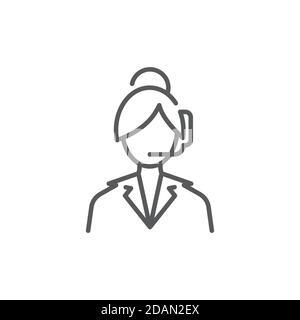 Lcon call center Simbolo, linea, colore, pittogramma stile contorno su sfondo beige. Guanti di boxe segno per il concetto mobile e web design. Grafico vettoriale Illustrazione Vettoriale