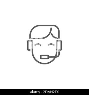 Lcon call center Simbolo, linea, colore, pittogramma stile contorno su sfondo beige. Guanti di boxe segno per il concetto mobile e web design. Grafico vettoriale Illustrazione Vettoriale