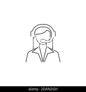 Lcon call center Simbolo, linea, colore, pittogramma stile contorno su sfondo beige. Guanti di boxe segno per il concetto mobile e web design. Grafico vettoriale Illustrazione Vettoriale