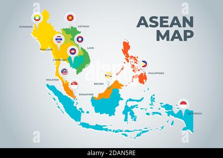 Illustrazione della mappa ASEAN EPS vettoriale Illustrazione Vettoriale