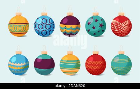 Piatto disegno natale palla ornamenti illustrazione Vector Illustrazione Vettoriale