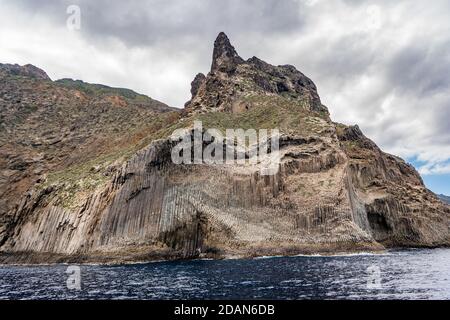 Los Organos dal mare a Gomera Foto Stock