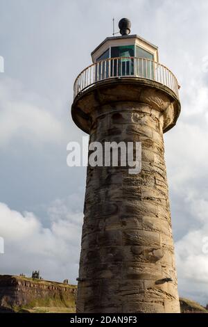 Faro, Whitby Pier, Whitby, North Yorkshire, Regno Unito Foto Stock