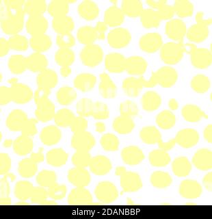 Poster astratto con forme geometriche e macchie. Design alla moda. Design moderno per striscioni. Struttura di cerchi gialli su sfondo bianco Illustrazione Vettoriale