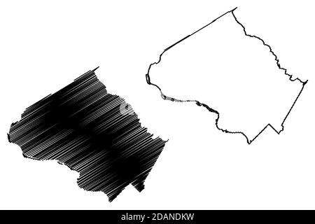 Montgomery County, Maryland (Stati Uniti, Stati Uniti d'America, Stati Uniti, Stati Uniti, Stati Uniti) mappa vettoriale illustrazione, schizzo scrimolo Montgomery mappa Illustrazione Vettoriale