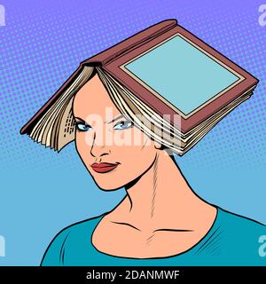 Una donna intelligente e ben letta con libri Illustrazione Vettoriale