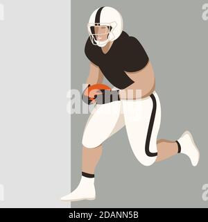 giocatore di calcio americano, illustrazione vettoriale, stile piatto Foto Stock