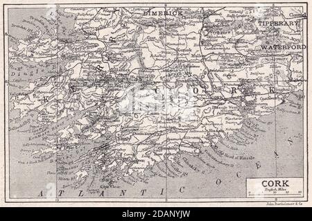 Mappa d'epoca di Cork del 1900 Foto Stock