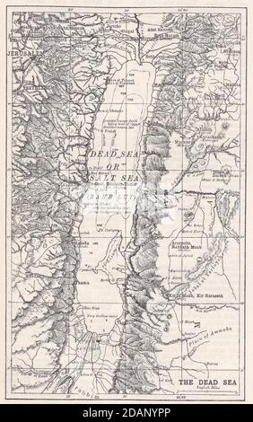 Mappa d'epoca del Mar Morto del 1900 Foto Stock