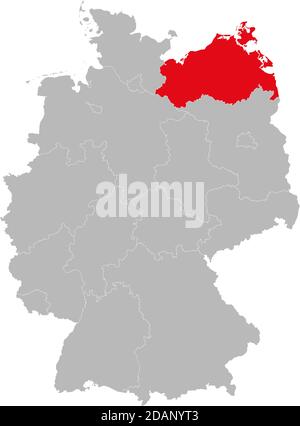 Meclemburgo-Vorpommern isolato sulla mappa della Germania. Concetti e background aziendali. Illustrazione Vettoriale