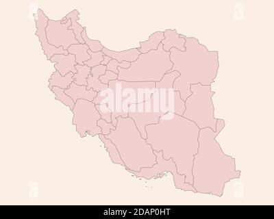 Iran Mappa dettagliata. Vettore di sfondo tonalità rosa vintage. Concetti e background aziendali. Illustrazione Vettoriale