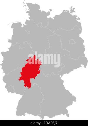 Stato dell'Assia isolato sulla mappa della Germania. Concetti e background aziendali. Illustrazione Vettoriale