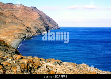 La costa a nord di Las Playitas a Fuerteventura, Spagna Foto Stock