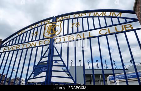 Gates of Everton Football Club, EFC, Goodison Park, Goodison Road, Everton, Liverpool, Merseyside, Inghilterra, Regno Unito Foto Stock