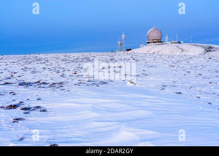 Wasserkuppe in inverno, Radom, Parco naturale del Rhoen Assiano, Assia, Germania Foto Stock