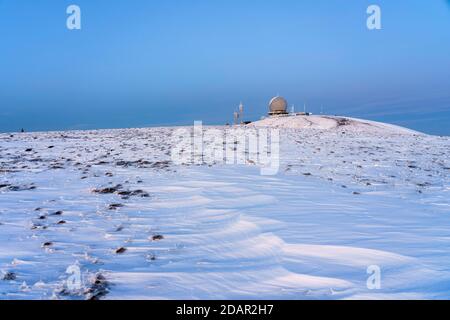 Wasserkuppe in inverno, Radom, Parco naturale del Rhoen Assiano, Assia, Germania Foto Stock