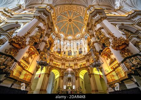Cattedrale, coro, dorato, Catedral de Granada, Granada, Andalusia Foto Stock