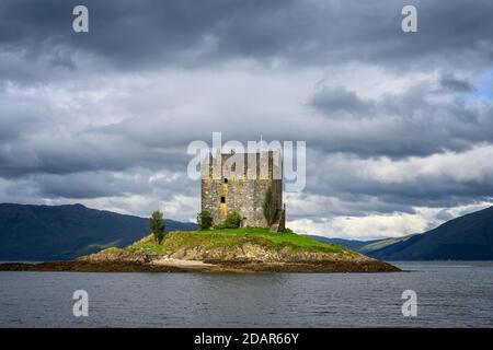 Castle Stalker in Loch latch, Scozia, Gran Bretagna Foto Stock