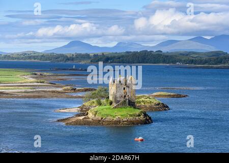 Castle Stalker in Loch latch, Scozia, Gran Bretagna Foto Stock