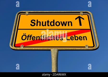 Immagine simbolica, fine della vita pubblica attraverso il secondo arresto, seconda ondata della crisi di Corona, Germania Foto Stock