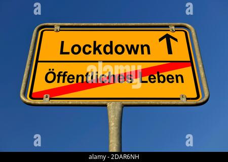 Immagine simbolo, fine della vita pubblica attraverso il secondo blocco, seconda ondata della crisi di Corona, Germania Foto Stock