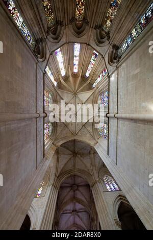 Soffitto del coro, Monastero Domenicano di Batalha o Monastero di Santa Maria della Vittoria, Batalha, quartiere di Leiria, Portogallo Foto Stock