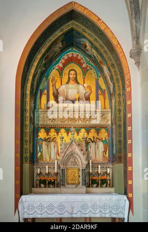 Altare laterale, chiesa del monastero del cuore di Gesù, Arciabbazia di San Ottilien, alta Baviera, Baviera, Germania Foto Stock