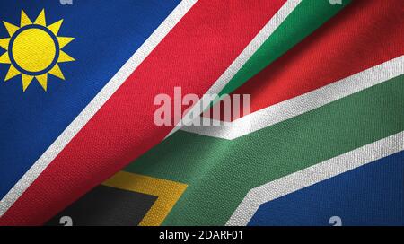 Namibia e Sud Africa due bandiere tessuto tessuto, tessuto Foto Stock