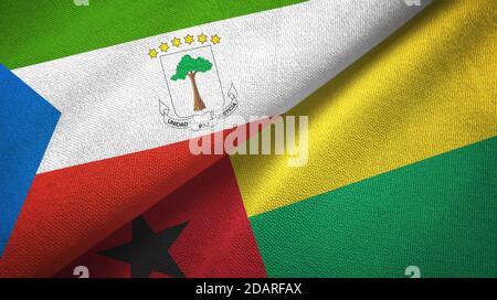 Guinea Equatoriale e Guinea-Bissau due bandiere tessuto tessile, tessuto Foto Stock