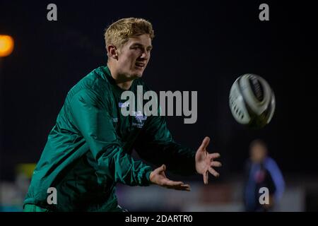 Galway, Irlanda. 14 novembre 2020. Conor Fitzgerald di Connacht durante la partita Guinness PRO14 Round 6 tra Connacht Rugby e Scarlets allo Sportsground di Galway, Irlanda il 14 novembre 2020 (Foto di Andrew SURMA/SIPA USA) Credit: Sipa USA/Alamy Live News Foto Stock