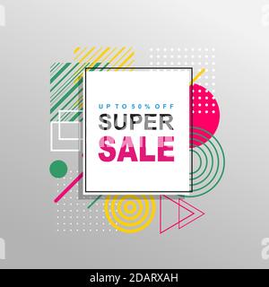 Super sale Abstract motivo geometrico colorato design e sfondo. Da utilizzare per design moderno, copertina, modello, decorato, brochure, volantino. Illustrazione Vettoriale