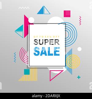 Super sale Abstract motivo geometrico colorato design e sfondo. Da utilizzare per design moderno, copertina, modello, decorato, brochure, volantino. Illustrazione Vettoriale