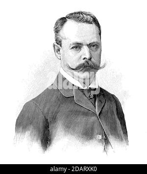 1896 ca, Parigi, FRANCIA: Il pittore e illustratore francese HENRY GERBAULT (Henri, 1863-1930). Era il nipote del celebre poeta Sully Prudhomme . Ritratto di un incisore francese non dentificato. - WORLD - ITALIANO - ARTE - ARTI VISIVE - ARTISTI - ritratti - STORIA - FOTO STORICHE - BELLE EPOQUE - baffi - baffi - incisione - illustrazione - ILLUSTRATORE - Tie - cravatta --- Archivio GBB Foto Stock