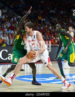 Pau Gasol (Spagna) contro il Senegal. La pallacanestro di Coppa del Mondo 2014 Foto Stock